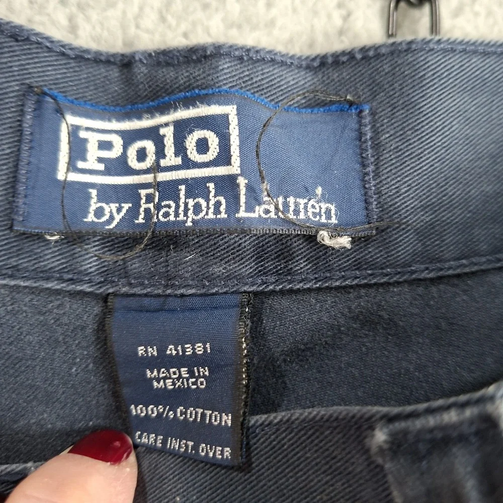 Vintage 90s Polo Ralph Lauren Pants Mens 36x28 Blue Chino Flat Front Straight